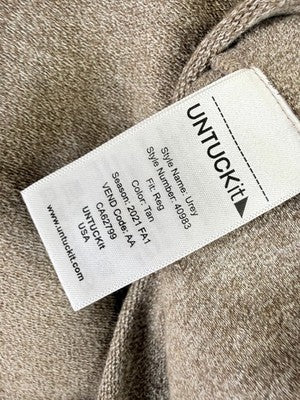 Untuckit Shirts For Men XXL Henley Long Sleeve Urey Tan Short