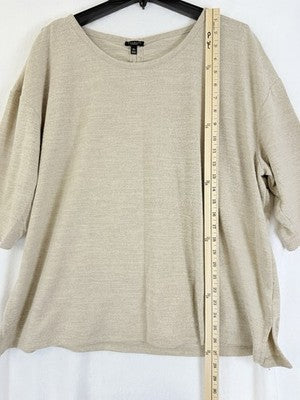Talbots 3X Petite Tops Sweater Beige Elbow Sleeve Plus Size Womens 3XP