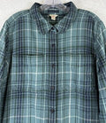 LL Bean 1912 Flannel Plaid Shirt 2X Green Button Up Womens Plus Size Tops