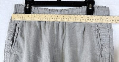 C&C California 100% Linen Pants Large Gray Beige Womens Straight Leg