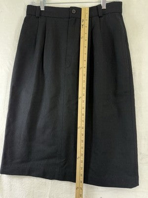 Vintage LL Bean Womens 12 100% Wool Pencil Skirt Black Made In USA Lined