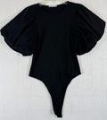 Zara Bodysuit Medium Black Puff Sleeve Top Womens