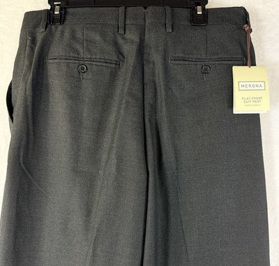 Merona Flat Front Suit Pants 34x34 Gray Windowpane Plaid New NWT