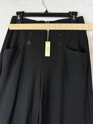 Max Studio Wide Leg Sailor Pants Small Black Pull On High Rise Womens New $128