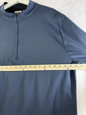 LL Bean 1/4 Zip Pullover Mens XL Blue Mock Neck Long Sleeve