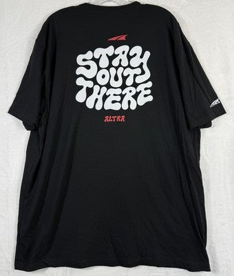 Altra Running T Shirt Mens 2XL Black Short Sleeve Stay Out There Crew Neck Tee