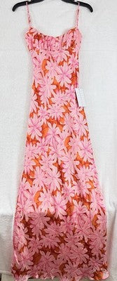Saint Secrets Dress XS Maxi Sleeveless Pink Floral Twist Back