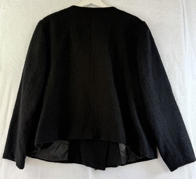 Talbots Jacket 18W Black Blazer Texture Lined Zip Front Plus Size Womens