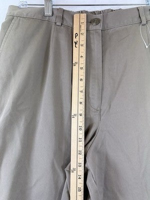LL Bean Bayside Pants Womens 16 Ultra High Rise Comfort Waist Tan Brown Khakis
