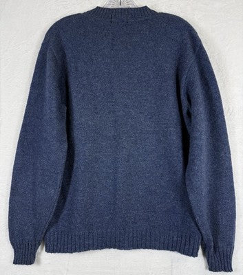 Vintage Shetland Wool Crewneck Sweater Mens Medium Blue 70s Lord Taylor Pullover