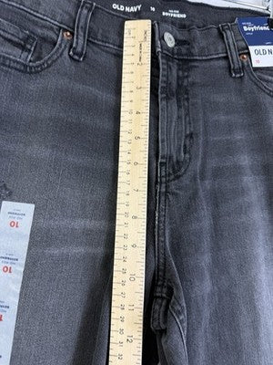 Old Navy Jeans 10 Mid Rise Boyfriend Ankle Gray Distressed Raw Hem New NWT