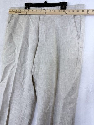 Tasso Elba 100% Linen Dress Pant Straight Leg Natural Beige Men’s 32x32 Preppy
