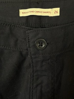 Levis Baggy Dad Cargo Shorts 26 Womens Black Grunge 90s Skater 11”