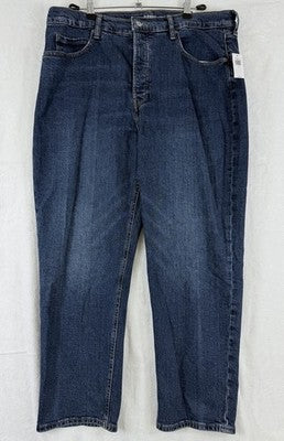 Old Navy Sky Hi Straight Leg Jeans 16 Button Fly Extra High Rise Blue Women NEW
