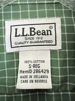 LL Bean Shirt Mens Small Button Down Green Long Sleeve 100% Cotton