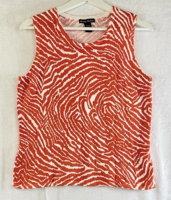 Alexandra Bartlett Sweater Large Sleeveless Red Animal Print Womens Tops