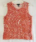 Alexandra Bartlett Sweater Large Sleeveless Red Animal Print Womens Tops