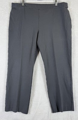 Susan Graver Smart Ponte Pants XL Petite Gray Pull On Knit Slim Leg Womens
