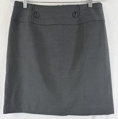 Ann Taylor Loft Skirt 4 Short Gray Black Houndstooth Womens