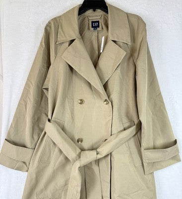 Gap Icon Trench Coat Large Womens Beige Tan Long Belt Jacket New NWT