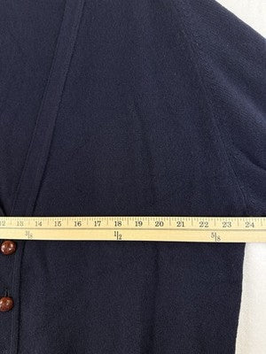 Orvis Cardigan Sweater Mens XL Navy Blue 100% Lambswool Wool Wood Buttons