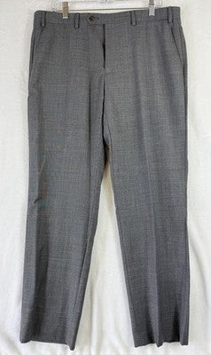 Chaps Dress Pants 36x30 Men Gray Wool Blend Flat Front Straight Leg