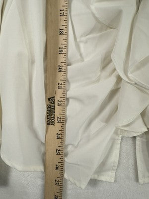 Travel Smith Womens Shirts 12 Ruffle Blouse Ivory White Button Up Long Sleeve