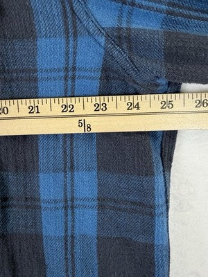 LL Bean Signature Heritage Textured Flannel Shirt XXL Blue Plaid Slim Fit 514244