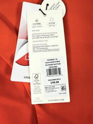 Calia Swim Bottom XL Red Adjustable Tie Front Womens Tankini Swimwear New NWT