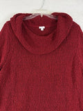 J Jill 3X Sweater Top Cowl Neck Red Long Sleeve Womens Plus Size