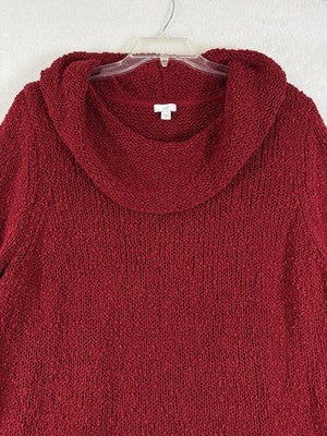 J Jill 3X Sweater Top Cowl Neck Red Long Sleeve Womens Plus Size