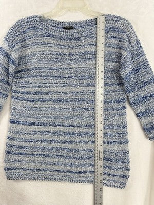 Talbots Small Petite Tops Sweater Boat Neck Blue 3/4 Sleeve Womens SP