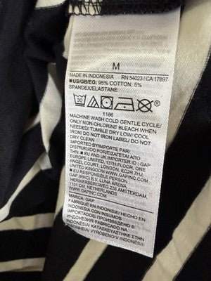 Gap Closeknit Jersey Tee Medium Women Black White Stripe Tops Short Sleeve New