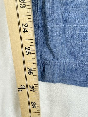 J Crew Chambray Pants 10 Womens Pull On 100% Cotton Blue Pull On Lightweight