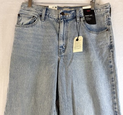 Levis Baggy Dad Jeans 29x34 Womens Mid Rise Straight Leg Light Blue New NWT