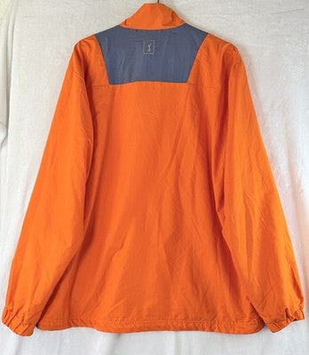 PGA Tour Jacket Large 1/2 Zip Pullover Windbreaker Orange Mens