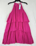 Stitch Fix Medium Dress New Skies Are Blue Pink Tiered Halter Short Sleeveless