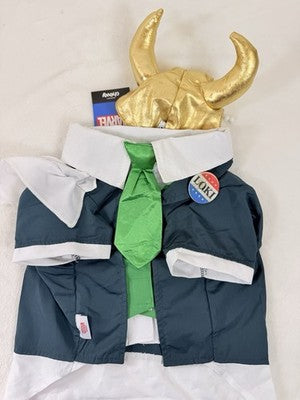 Marvel Loki Dog Costume Thor Large Horns Hat President Shirt New NWT