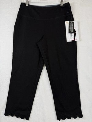 Women With Control Capri Pants Small Petite Scallop Hem Denim Jeans Black New