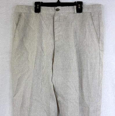 Tasso Elba 100% Linen Dress Pant Straight Leg Natural Beige Men’s 32x32 Preppy