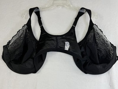 Glamorise 46G Bra WonderWire Front Closure Underwire Black Lace CG195 Womens
