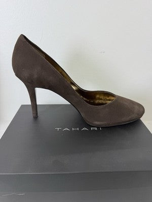 Tahari Pumps 11 Womens Brown Suede Leather High Heels Flynn 11M