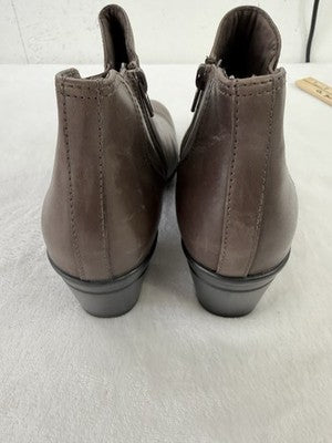 Clarks Womens Shoes 8.5 Leather Booties Brown Emslie Noreen New