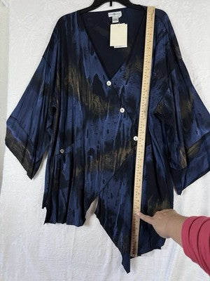 Ivy Reed Top 1X Tunic Artsy Lagenlook Art To Wear Asymmetrical Women Boho New