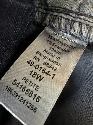 Woman Within Jeans 18W Pull On Dark Blue Plus Size Womens