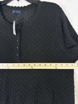 Gap Linen Blend Pointelle Dress XL Womens Black