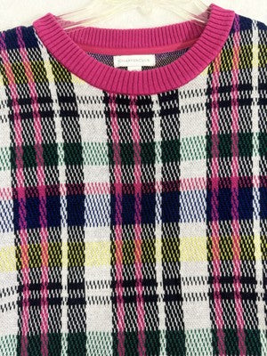Charter Club XXL Pink Plaid Sweater Crew Neck Womens