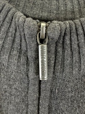 Harley Davidson Sweater Mens XL Gray Logo Wool Blend *FlawRead