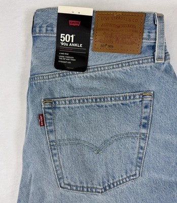 Levis 501 ‘90s Ankle Jeans Women 32 Mid Rise Straight Leg Blue 90s 32x27 New NWT