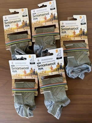 Smartwool Socks Running Large Mens Womens Ankle Run Gray Green Lot 5 Pairs New